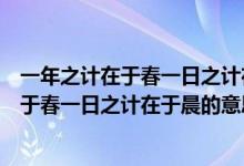 一年之计在于春一日之计在于晨告诉我们什么（一年之计在于春一日之计在于晨的意思）