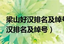 梁山好汉排名及绰号108好汉排名图（梁山好汉排名及绰号）