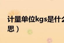 计量单位kgs是什么（计量单位kgs是什么意思）