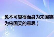 兔不可复得而身为宋国笑翻译成现代汉语（兔不可复得而身为宋国笑的意思）