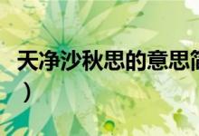 天净沙秋思的意思简单点（天净沙秋思的意思）