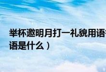 举杯邀明月打一礼貌用语答题思路（举杯邀明月打一礼貌用语是什么）