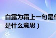 白露为霜上一句是什么古诗（白露为霜上一句是什么意思）