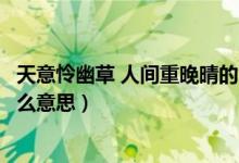 天意怜幽草 人间重晚晴的含义（天意怜幽草人间重晚晴是什么意思）