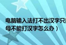 电脑输入法打不出汉字只能打字母（电脑输入法只能打出字母不能打汉字怎么办）