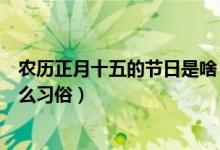 农历正月十五的节日是啥（农历的正月十五是什么节日有什么习俗）