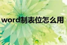 word制表位怎么用（word制表位怎么制作）