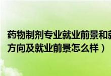 药物制剂专业就业前景和就业方向（2022药物制剂专业就业方向及就业前景怎么样）