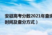 安徽高考分数2021年查询时间（2021年安徽高考成绩查询时间及查分方式）