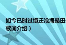 如今已时过境迁沧海桑田是啥歌（如今已时过境迁沧海桑田歌词介绍）