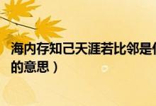 海内存知己天涯若比邻是什么意思（海内存知己 天涯若比邻的意思）