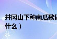 井冈山下种南瓜歌词（井冈山下种南瓜歌词是什么）