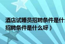 酒店试睡员招聘条件是什么呀工作内容有哪些（酒店试睡员招聘条件是什么呀）