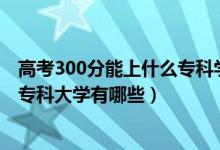 高考300分能上什么专科学校（2022高考300分左右的公办专科大学有哪些）