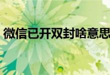 微信已开双封啥意思（微信已开双封啥意思）