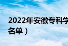 2022年安徽专科学校排名（最好的高职院校名单）