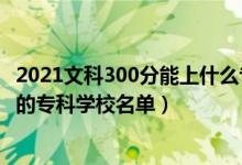 2021文科300分能上什么专科大学（2022高考文科300多分的专科学校名单）