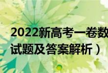 2022新高考一卷数学（2022新高考Ⅰ卷数学试题及答案解析）