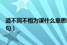 道不同不相为谋什么意思啊（道不同不相为谋什么意思下一句）