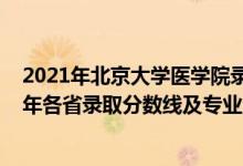 2021年北京大学医学院录取分数线（北京大学医学部2021年各省录取分数线及专业分数线）