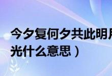 今夕复何夕共此明月光（今夕复何夕共此明月光什么意思）