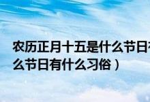 农历正月十五是什么节日有什么风俗（农历的正月十五是什么节日有什么习俗）