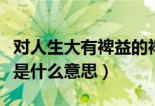 对人生大有裨益的裨益是什么意思（有所裨益是什么意思）