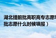 湖北提前批高职高专志愿填报入口（2022湖北高职高专普通批志愿什么时候填报）