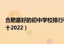 合肥最好的初中学校排行榜（安徽合肥最好初中学校排名前十2022）