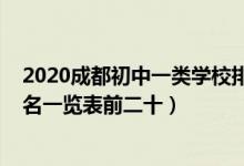 2020成都初中一类学校排名（2022年最新成都初中学校排名一览表前二十）