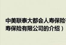 中美联泰大都会人寿保险有限公司（关于中美联泰大都会人寿保险有限公司的介绍）