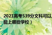 2021高考539分文科可以上哪些大学（2022高考430分文科能上哪些学校）