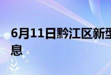 6月11日黔江区新型冠状病毒肺炎疫情最新消息