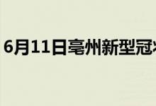 6月11日亳州新型冠状病毒肺炎疫情最新消息