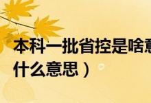 本科一批省控是啥意思（高考本科一批省控是什么意思）