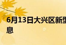 6月13日大兴区新型冠状病毒肺炎疫情最新消息