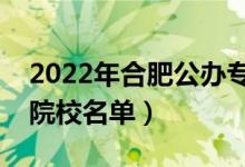 2022年合肥公办专科学校有哪些（最新高职院校名单）