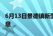 6月13日景德镇新型冠状病毒肺炎疫情最新消息