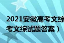 2021安徽高考文综试卷及答案（2022安徽高考文综试题答案）