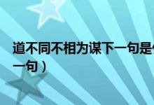 道不同不相为谋下一句是什么（道不同不相为谋什么意思下一句）