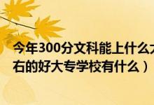 今年300分文科能上什么大专学校（2022高考文科300分左右的好大专学校有什么）