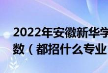 2022年安徽新华学院各省招生计划及招生人数（都招什么专业）