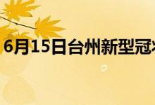 6月15日台州新型冠状病毒肺炎疫情最新消息