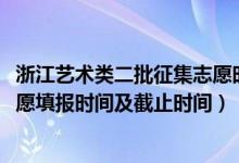 浙江艺术类二批征集志愿时间（2022浙江高考艺术类征集志愿填报时间及截止时间）