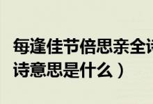 每逢佳节倍思亲全诗意思（每逢佳节倍思亲全诗意思是什么）