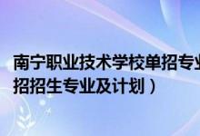 南宁职业技术学校单招专业（2022南宁职业技术学院高职单招招生专业及计划）