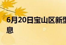 6月20日宝山区新型冠状病毒肺炎疫情最新消息