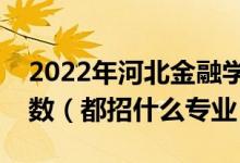 2022年河北金融学院各省招生计划及招生人数（都招什么专业）