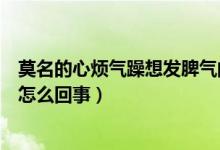 莫名的心烦气躁想发脾气的原因（莫名的心烦气躁想发脾气怎么回事）