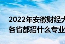 2022年安徽财经大学招生计划及招生人数（各省都招什么专业）